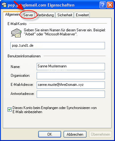 08outlook express 1und1