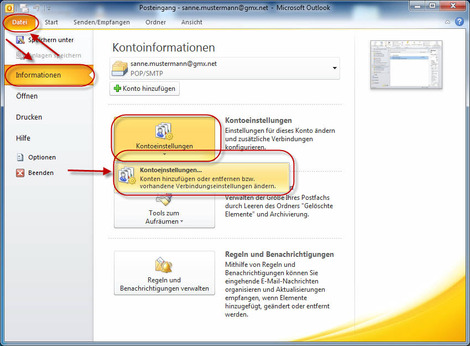 15 Outlook 2010 GMX E Mail Konten