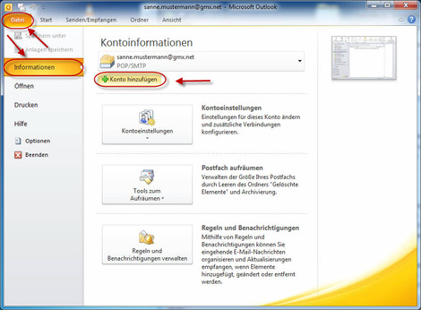 01 Outlook 2010 t online E Mail Konten