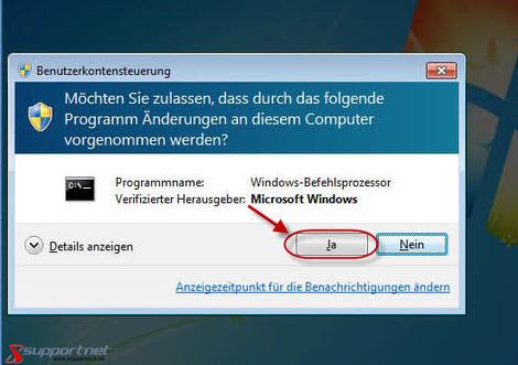 04 Windows 7 Benutzerkontensteuerung Adminrechte der Eingabeaufforderung bestaetigen