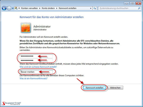 09 Windows 7 Benutzerkonto Kennwort erstellen