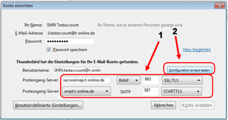 03 Thunderbird 3 IMAP E Mail Konto fuer T online Konto bearbeiten