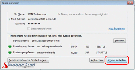 04 Thunderbird 3 IMAP E Mail Konto fuer T online Konto erstellen