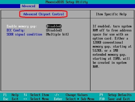 03 Wie kommt man ins BIOS Unterpunkt Advanced Chipset Control