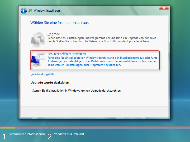 Windows Vista Neuinstallation Anleitung