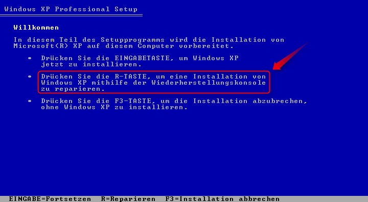 Vista Reparaturinstallation