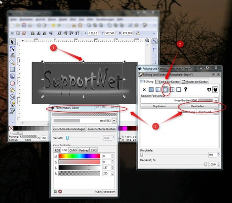 40 Inkscape Logo erstellen Schriftzug Schatten Farbverlauf